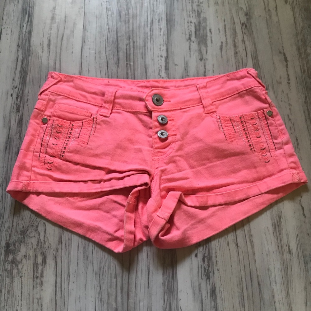 Hot Pink Triple Buttoned Shorts